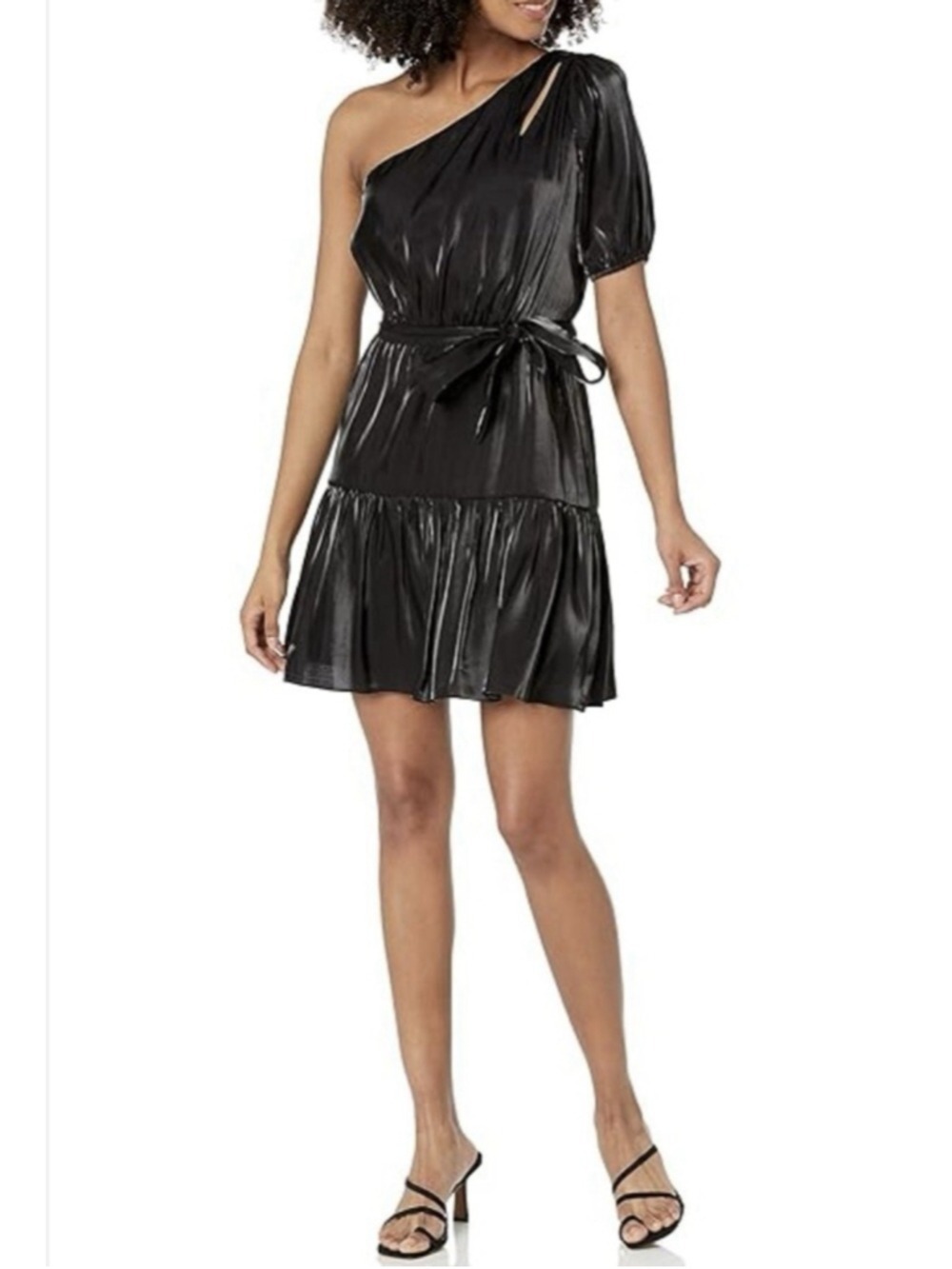 Women's BCBGeneration Black One Shoulder Tiered Mini Dress Size 8